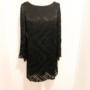 NWT ALICE & TRIXIE Black 100% Silk Long Sleeve Mini Dress Size M